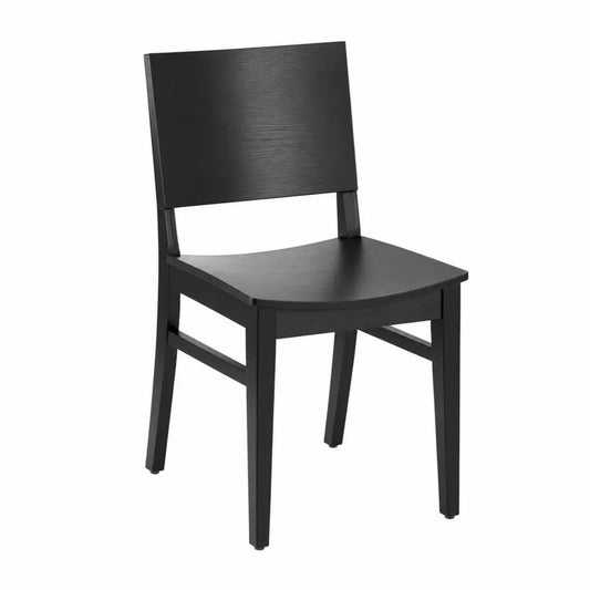 Sedia da pranzo 45 x 52 x 82 cm in legno massello verniciato nero con seduta rigida e schienale dritto